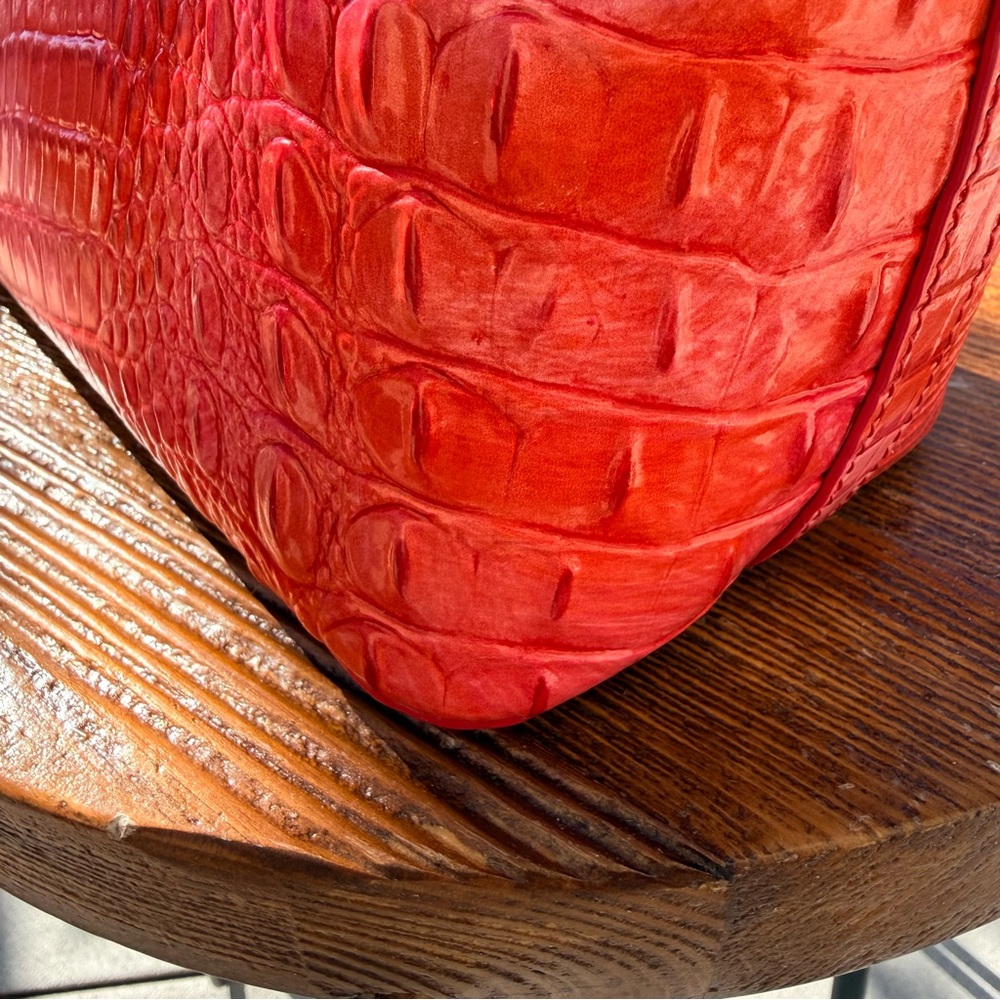 Brahmin Punchy Coral Melbourne Croc Duxbury Satchel - Picture 6 of 15